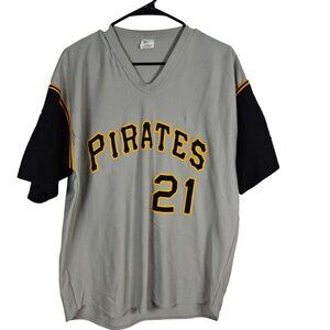 Pittsburgh Pirates #21 Roberto Clemente Gray Baseball Jersey Park Antony Size XL